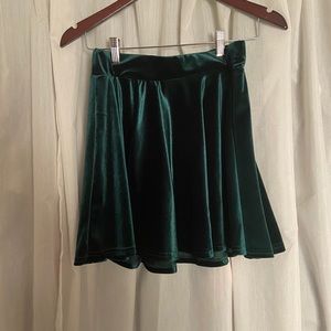 Green Velvet Skater Skirt